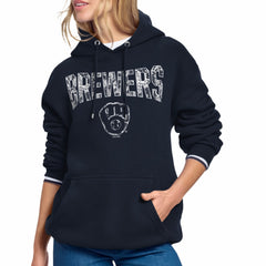 MLB Milwaukee Brewers Starter Women's Lace Team Lockup Fleece Hoodie