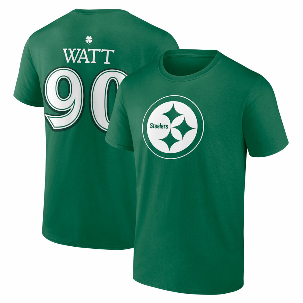T.J. Watt St. Patrick's Day Icon Name & Number T-Shirt - Pittsburgh Steelers