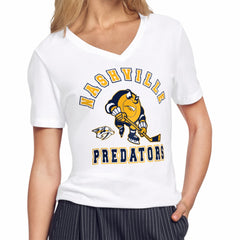 NHL White Nashville Predators Starter Women's Tough Puck T-Shirt