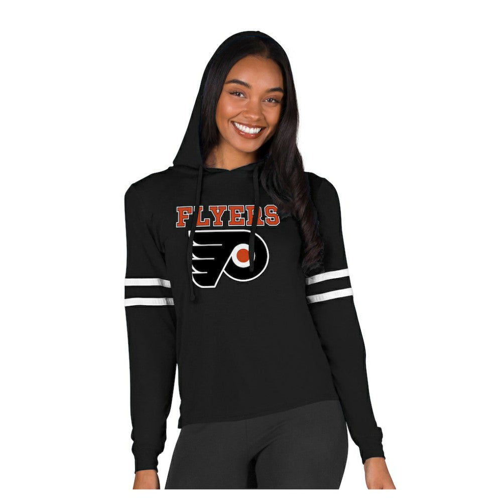 NHL Black Philadelphia Flyers Concepts Sport Women's Marathon Long-Sleeve Hooded T-Shirt