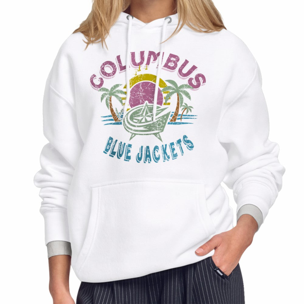 NHL White Columbus Blue Jackets Starter Women's Tonal Beach Hoodie