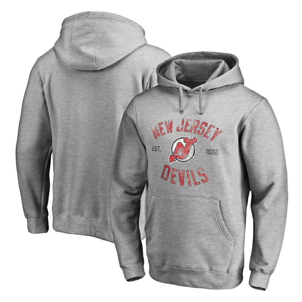 NHL Ash New Jersey Devils Heritage Pullover Hoodie