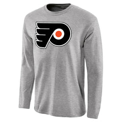 NHL Ash Philadelphia Flyers Team Primary Logo 2 Long Sleeve T-Shirt