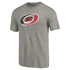 NHL Ash Carolina Hurricanes Distressed Team Logo Tri-Blend T-Shirt
