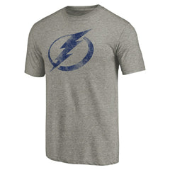 NHL Ash Tampa Bay Lightning Distressed Team Logo Tri-Blend T-Shirt