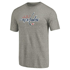 NHL Ash Washington Capitals Distressed Team Logo Tri-Blend T-Shirt