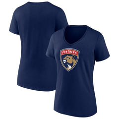 NHL Navy Florida Panthers Women's Primary Logo V-Neck T-Shirt