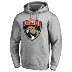 NHL Heather Gray Florida Panthers Primary Team Logo Fleece Fitted Pullover Hoodie