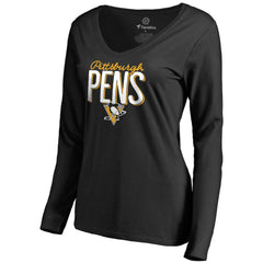 NHL Black Pittsburgh Penguins Women's Nostalgia Long Sleeve T-Shirt
