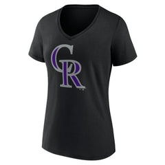 MLB Colorado Rockies Women's Team Color Primary Logo V-Neck T-Shirt
