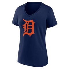 MLB Detroit Tigers Women's Team Color Primary Logo V-Neck T-Shirt