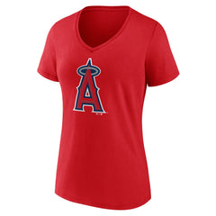 MLB Los Angeles Angels Women's Team Color Primary Logo V-Neck T-Shirt