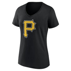 MLB Pittsburgh Pirates Women's Team Color Primary Logo V-Neck T-Shirt