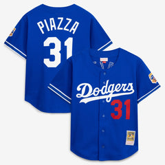 MLB Mike Piazza Los Angeles Dodgers Mitchell & Ness Cooperstown Collection Mesh Batting Practice Button-Up Jersey