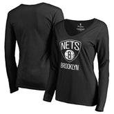 NBA Brooklyn Nets Women's Primary Logo V-Neck Long Sleeve T-Shirt