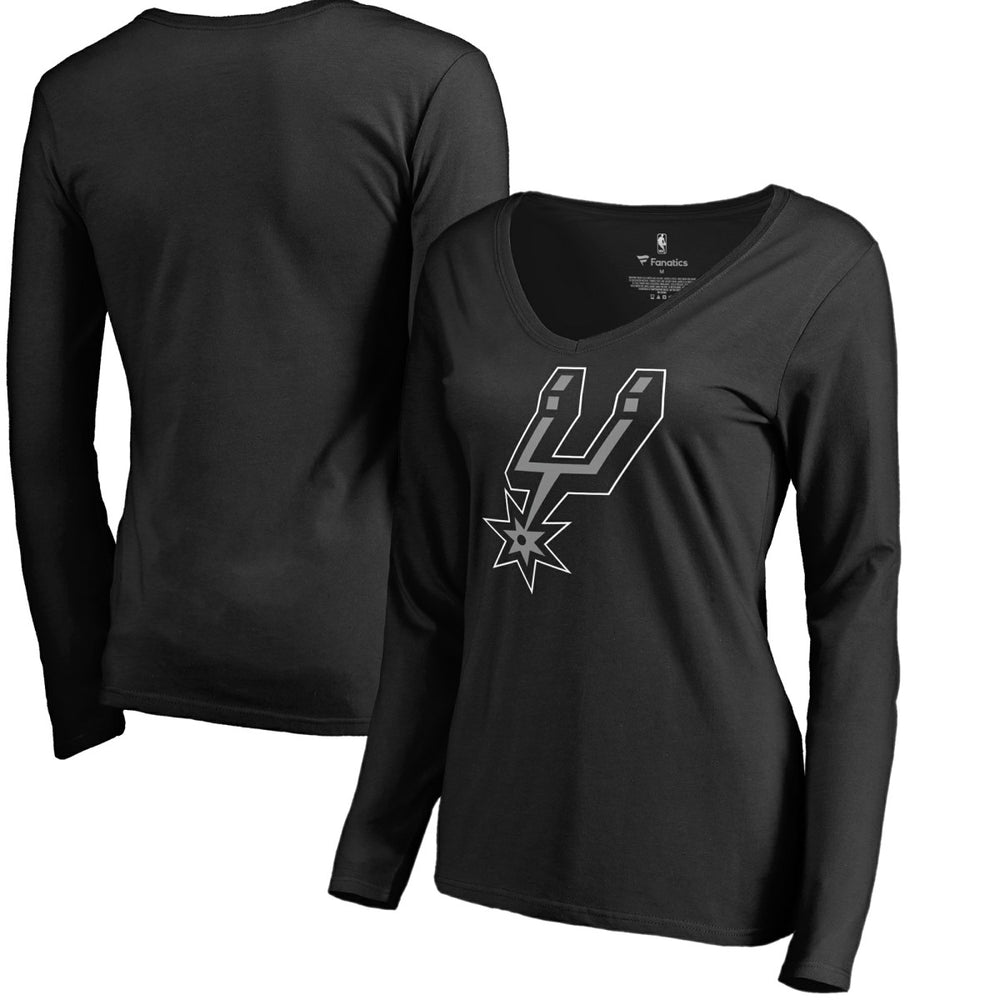 NBA San Antonio Spurs Women's Primary Logo V-Neck Long Sleeve T-Shirt