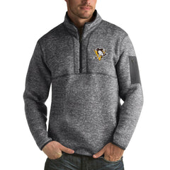 NHL Charcoal Pittsburgh Penguins Antigua Fortune 1/2-Zip Pullover Jacket