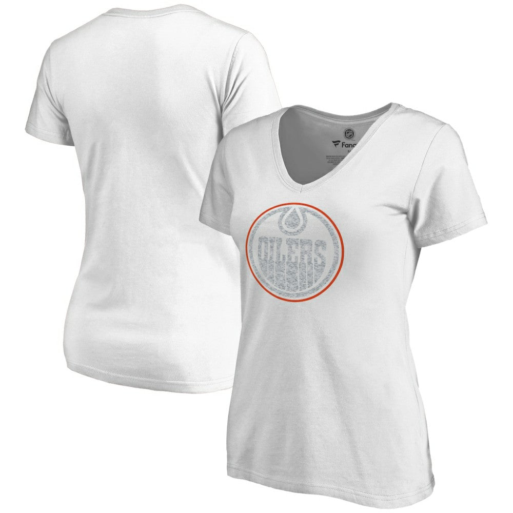 NHL White Edmonton Oilers Women's Whiteout V-Neck T-Shirt