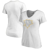 NHL White Pittsburgh Penguins Women's Whiteout V-Neck T-Shirt
