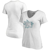 NHL White San Jose Sharks Women's Whiteout V-Neck T-Shirt