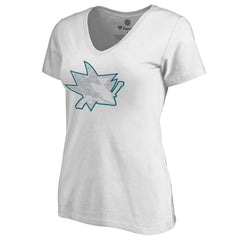 NHL White San Jose Sharks Women's Whiteout V-Neck T-Shirt