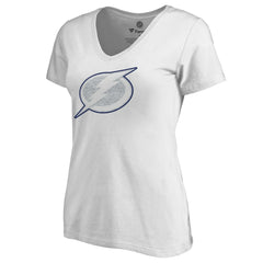 NHL White Tampa Bay Lightning Women's Whiteout V-Neck T-Shirt