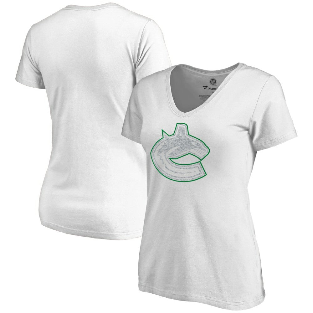 NHL White Vancouver Canucks Women's Whiteout V-Neck T-Shirt