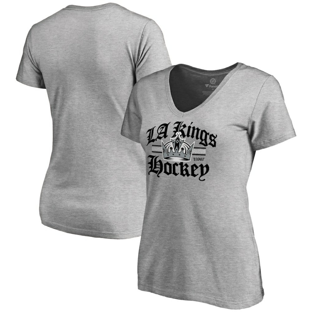 NHL ash Los Angeles Kings Women's Hometown Collection The Crown V-Neck T-Shirt