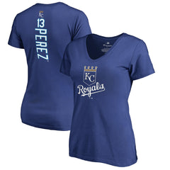 MLB Salvador Perez Kansas City Royals Women's Backer V-Neck T-Shirt