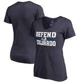 NHL Navy Colorado Avalanche Women's Hometown Collection Defend V-Neck T-Shirt