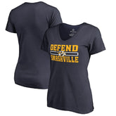 NHL Navy Nashville Predators Women's Hometown Collection Defend V-Neck T-Shirt