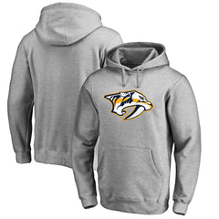 NHL Heather Gray Nashville Predators Primary Team Logo Fleece Fitted Pullover Hoodie