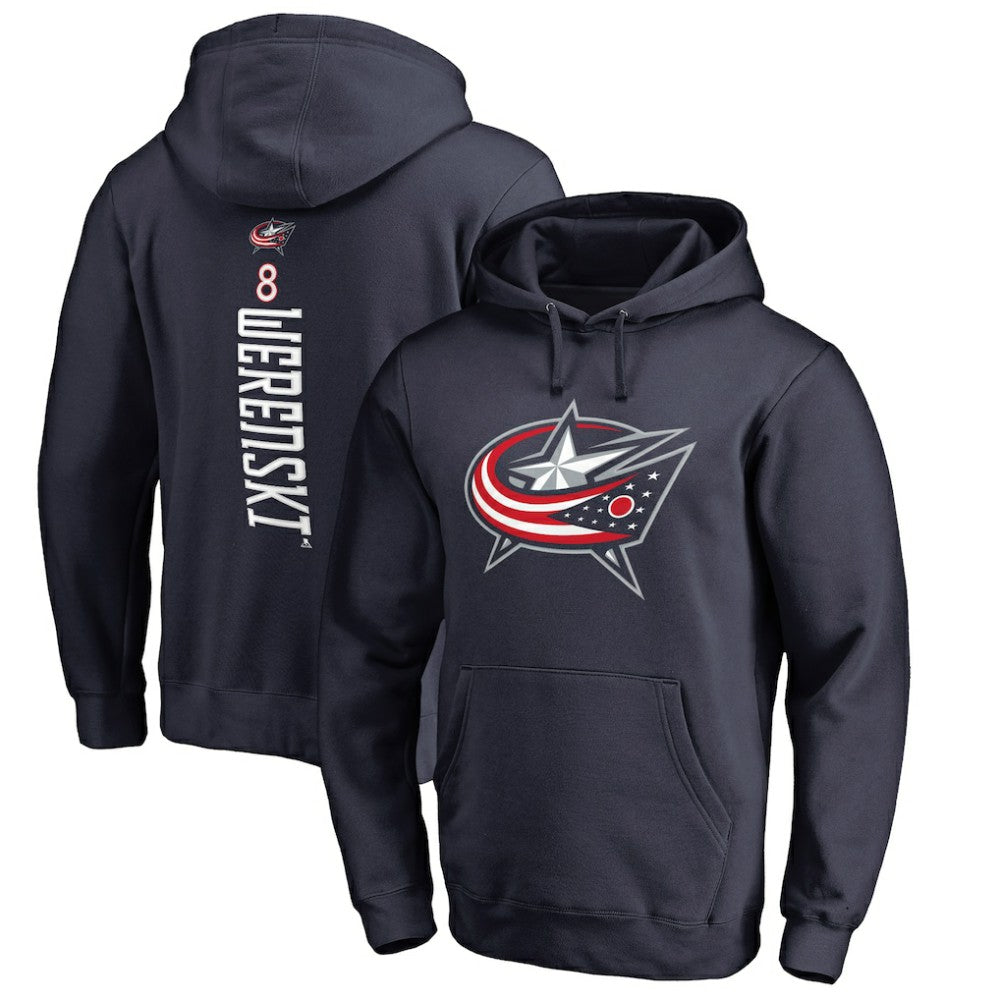 NHL Navy Zach Werenski Columbus Blue Jackets Backer Pullover Hoodie