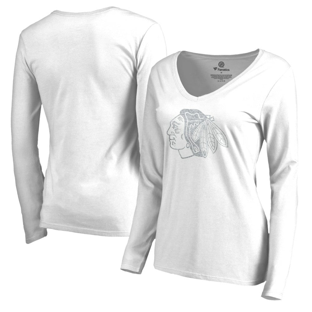NHL White Chicago Blackhawks Women's White Out Long Sleeve T-Shirt