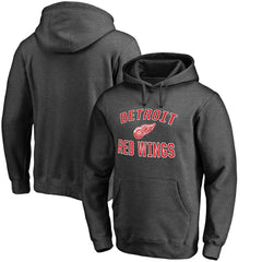 NHL Heather Charcoal Detroit Red Wings Victory Arch Team Fitted Pullover Hoodie