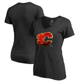 NHL Black Calgary Flames Women's Midnight Mascot V-Neck T-Shirt