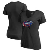 NHL Black Columbus Blue Jackets Women's Midnight Mascot V-Neck T-Shirt