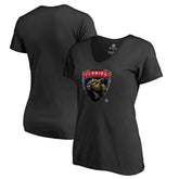NHL Black Florida Panthers Women's Midnight Mascot V-Neck T-Shirt