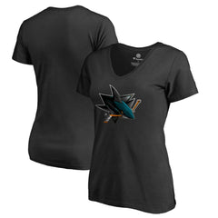 NHL Black San Jose Sharks Women's Midnight Mascot V-Neck T-Shirt
