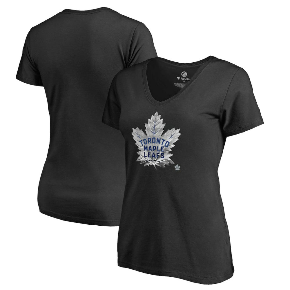 NHL Black Toronto Maple Leafs Women's Midnight Mascot V-Neck T-Shirt