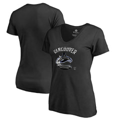 NHL Black Vancouver Canucks Women's Midnight Mascot V-Neck T-Shirt