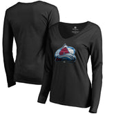 NHL Black Colorado Avalanche Women's Midnight Mascot Long Sleeve V-Neck T-Shirt