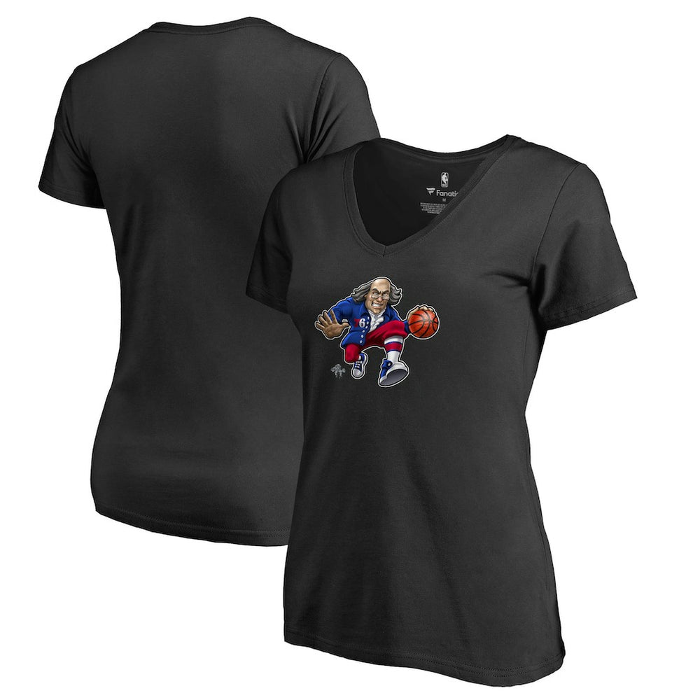 NBA Philadelphia 76ers Women's Midnight Mascot V-Neck T-Shirt