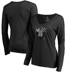 NBA Brooklyn Nets Women's Midnight Mascot Long Sleeve V-Neck T-Shirt