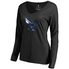NBA Charlotte Hornets Women's Midnight Mascot Long Sleeve V-Neck T-Shirt