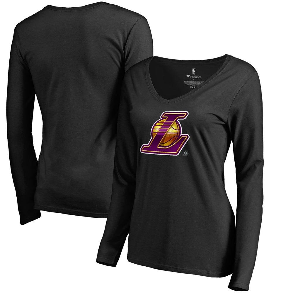 NBA Los Angeles Lakers Women's Midnight Mascot Long Sleeve V-Neck T-Shirt