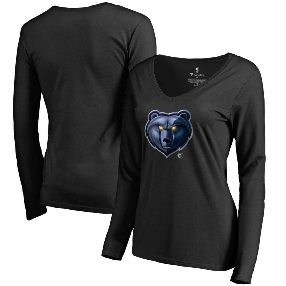 NBA Memphis Grizzlies Women's Midnight Mascot Long Sleeve V-Neck T-Shirt