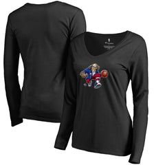 NBA Philadelphia 76ers Women's Midnight Mascot Long Sleeve V-Neck T-Shirt