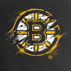 NHL Black Boston Bruins Women's Splatter Logo V-Neck T-Shirt
