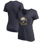NHL Navy Buffalo Sabres Women's Splatter Logo V-Neck T-Shirt